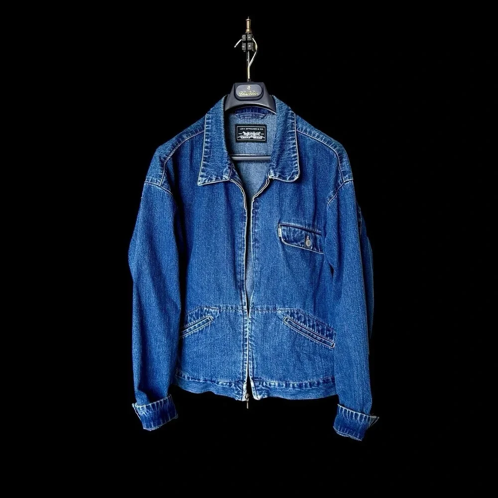 Vintage 80's Levi's Jacket L/XL Dark Wash Denim White Tag 1Q'97‎ Full Zip